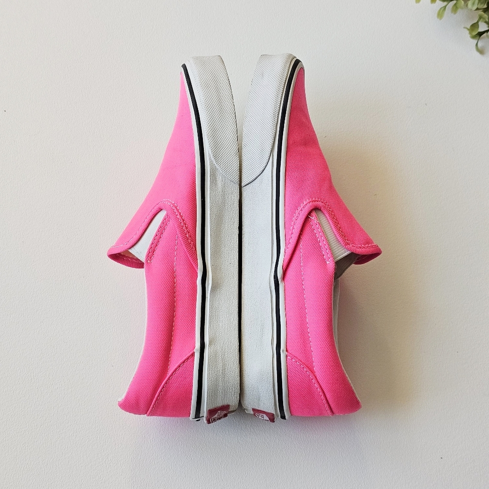 Vans Classic Slip-On Neon Pink Canvas Sneakers Women’s 6.5 Skate Casual - Picture 5 of 10
